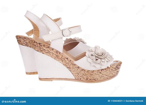 High Heels Shoes In Nude Color With Flower Stock Image Image Of Glamour Femininity 118444031