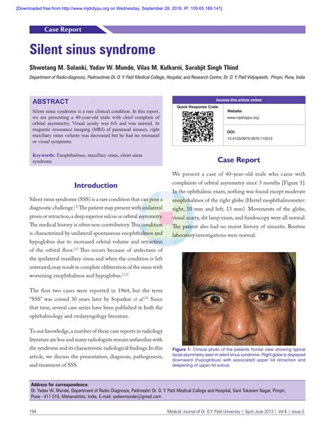 Pdf Silent Sinus Syndrome