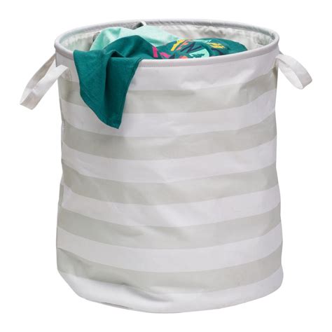 Honey Can Do Grey Stripped Collapsible Laundry Hamper With Handles Hmp