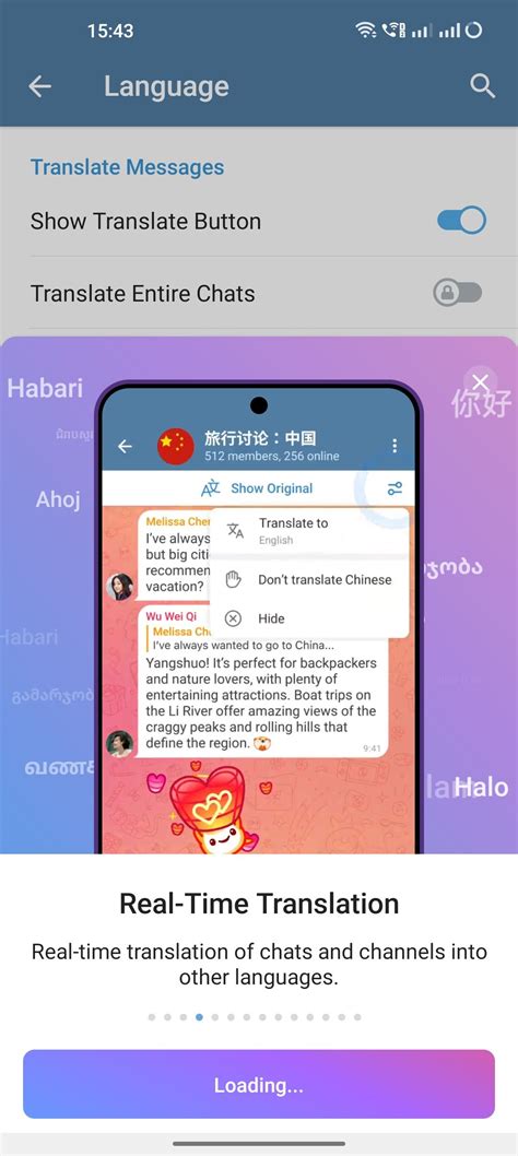 Telegram: How to translate messages in the app