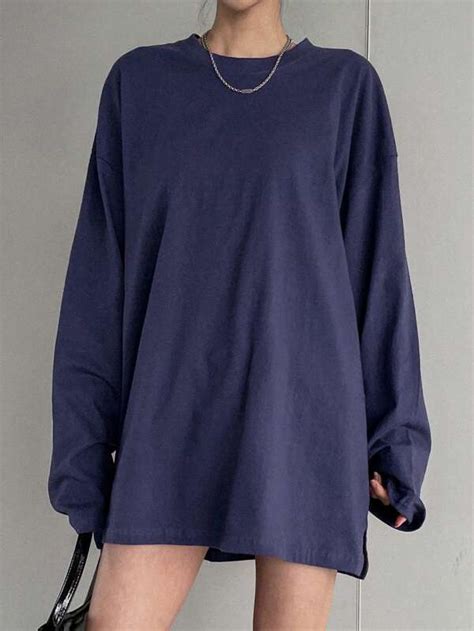 Dazy Solid Drop Shoulder Oversized Tee Shein Usa