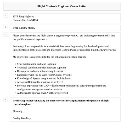 Flight Controls Engineer Cover Letter Velvet Jobs