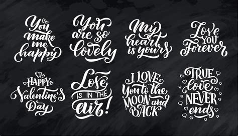 Premium Vector | Set of lettering quotes about love