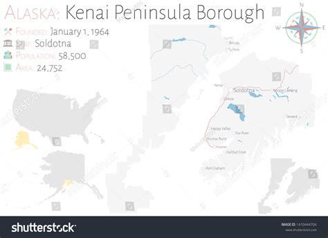 Large And Detailed Map Of Kenai Peninsula Royalty Free Stock Vector