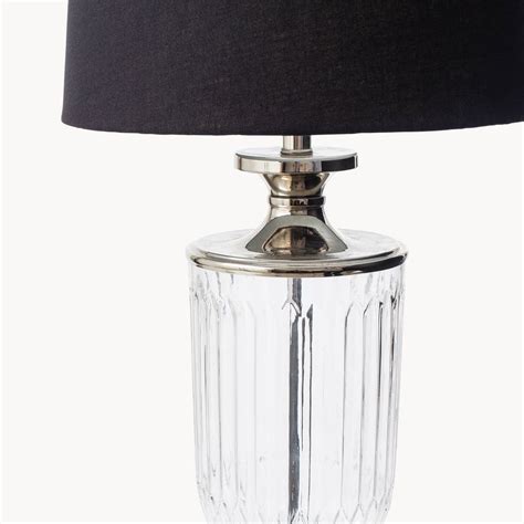 Clifton Cut Crystal Glass Lamp With Black Shade By One World