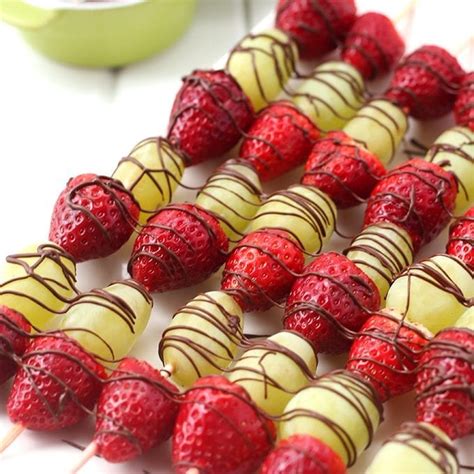 Chocolate Drizzled Fruit Skewers The Healthy Maven