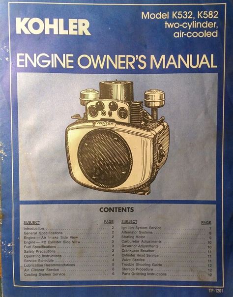 Kohler K482 K532 K582 Engine Owner And Parts 2 Manual S Garden Tractor Hp18 20 Ebay