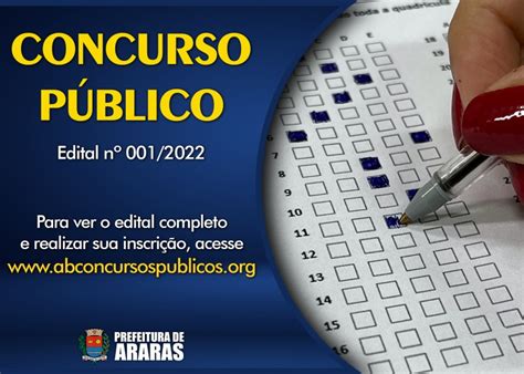 Município de Araras Prefeitura abre inscrições de Concurso Público