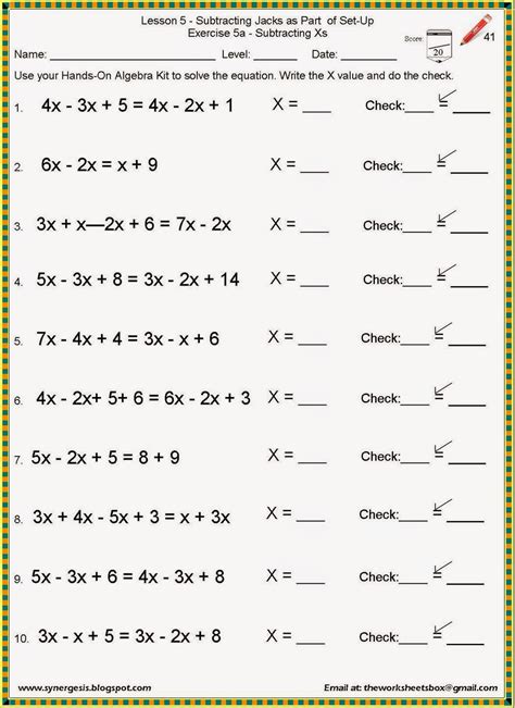 Hands On Equations Worksheets