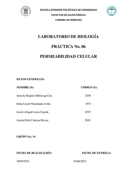 Informe Práctica 06 Grupo 6 FACULTAD DE SALUD PBLICA CARRERA DE