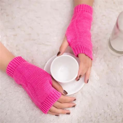 100 пар Для женщин трикотажный вязаный руки теплые, без пальцев Зимние ...