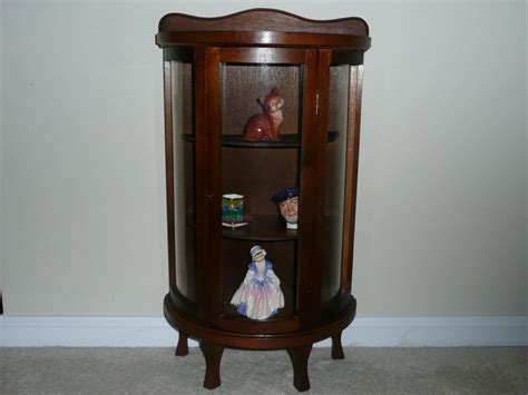 Small Wood And Curved Glass Table Top Curio Cabinet Haute Juice