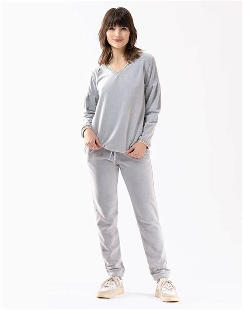 Microfleece Pyjamas Comfy Grey Fleck Lingerie Le Chat