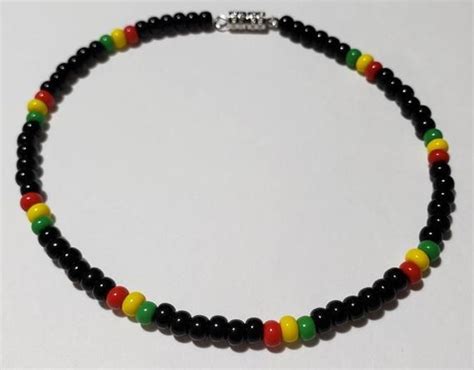 Jamaican Colors Anklet Rasta Colors Jamaican Jewelry In Beaded