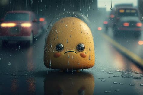 Ai Generated A Small Doll With A Sad Face In The Rain To Personify The