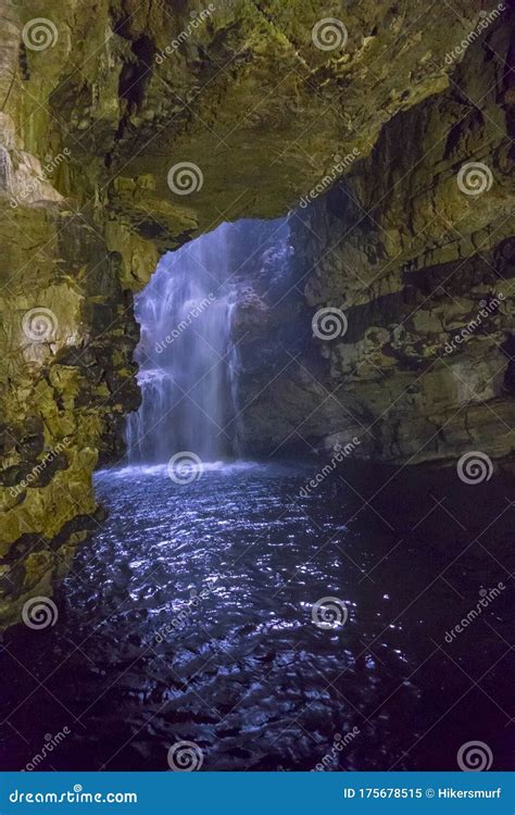 Waterfall in Smoo Cave, Cave in Durness, Scotland Stock Image - Image ...