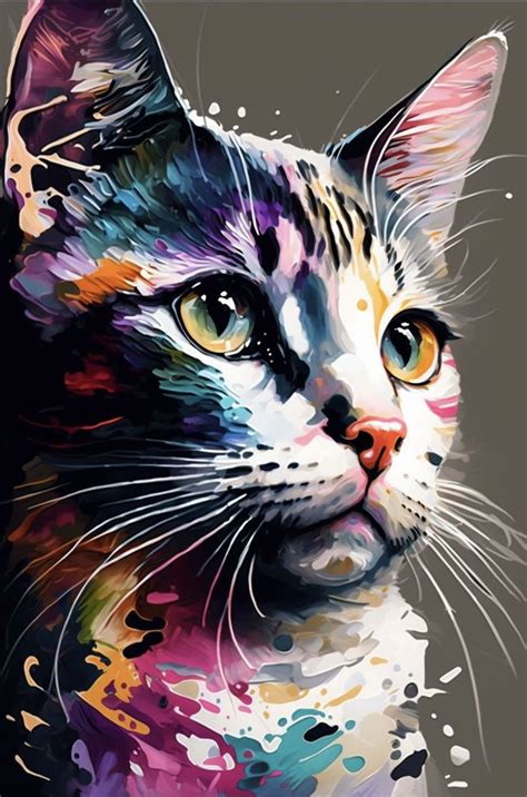 Colorful Cat Painting