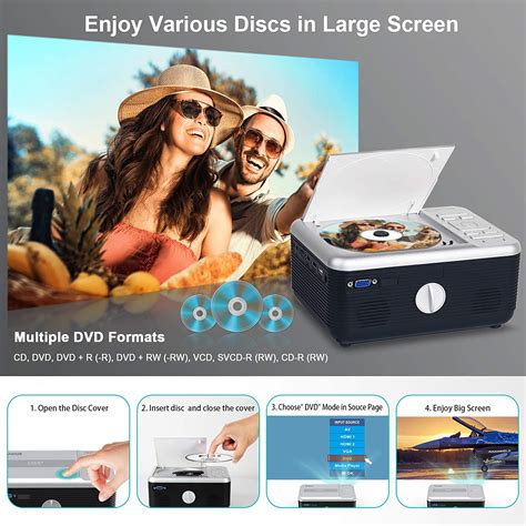 Mini proyector Bluetooth con reproductor DVD integrado portátil de