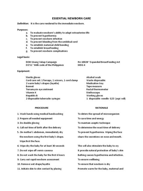 Essential Newborn Care | PDF