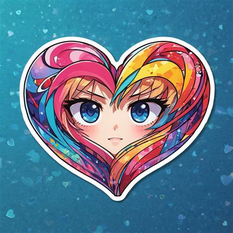 Abstract Heart Face Sticker Stable Diffusion Online