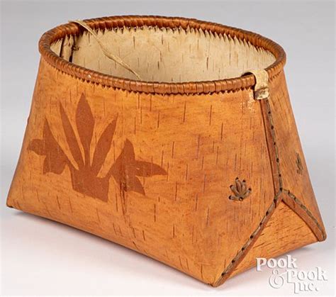 Native American Penobscot Indian Birch Bark Basket Sold At Auction On 11th May Bidsquare