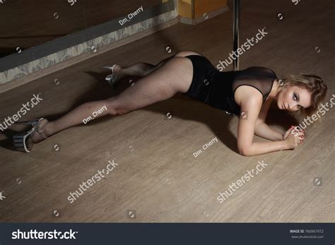 Sexy Blonde Woman Exercise Pole Dance Stock Photo Shutterstock