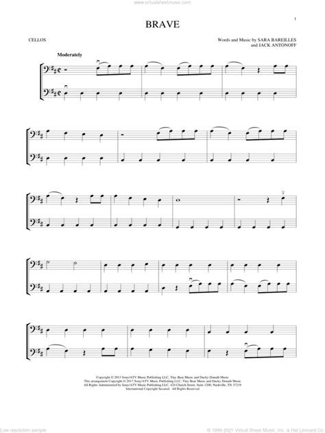 Brave Sheet Music For Two Cellos Duet Duets Pdf Interactive