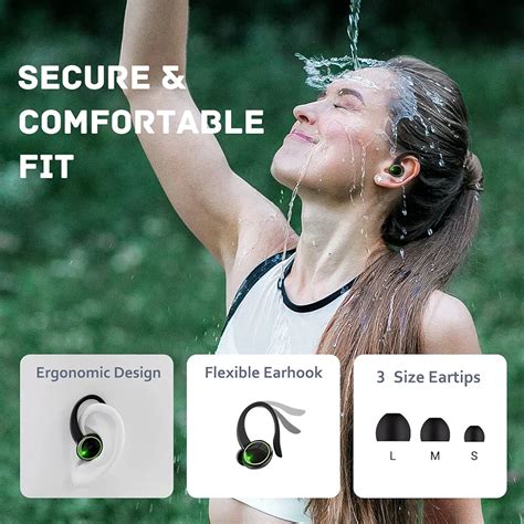 Aotonok Wireless Earbud Bluetooth 53 Headphones 3d Stereo With Earhook 40h Touch Control Over