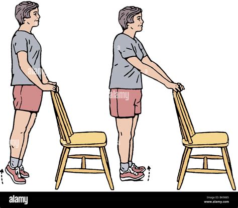 Mature An Exercising With Chair Stock Photo Alamy