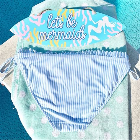 Ted Baker London Swim Ted Baker London Stripe Ruffle Blue Bikini Bottom Poshmark