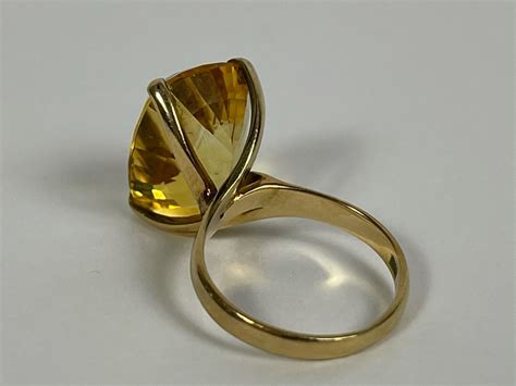 14k Gold Citrine Ring Size 525 45g