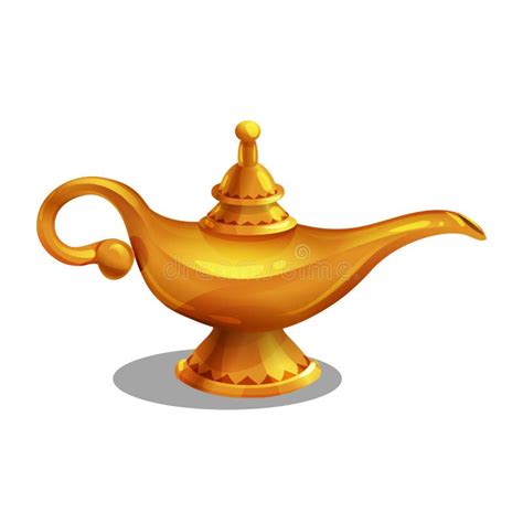 Cartoon Golden Achievement Magic Lamp With Genie Stock Vector