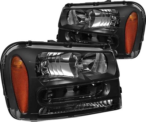 Dna Motoring Hl Oh Tra02 Bk Am Black Housing Amber Corner Headlights Compatible With