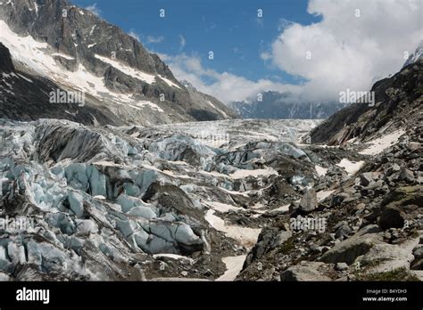 A view of the Argentiere Glacier in the Chamonix valley, taken from the ...