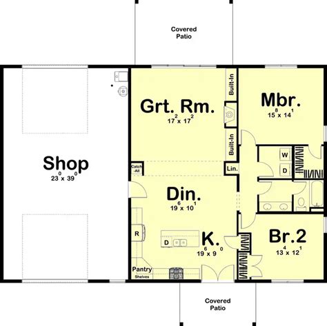 1500 Sq Ft Barndominium Style House Plan With 2 Beds And An 57 Off