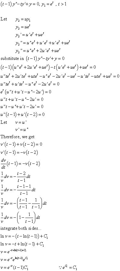 Differential Equations Solved Examples Given T 1y Ty Y0 Y1