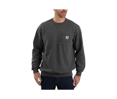 Carhartt Men S Crewneck Pocket Sweatshirt Carbon Heather 3xl Reg