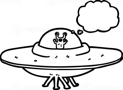 Hand Drawn Thought Bubble Cartoon Alien Spaceship Icon 40830080 Png