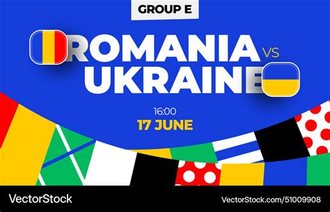 Romania Vs Ukraine Football 2024 Match Versus Vector Image