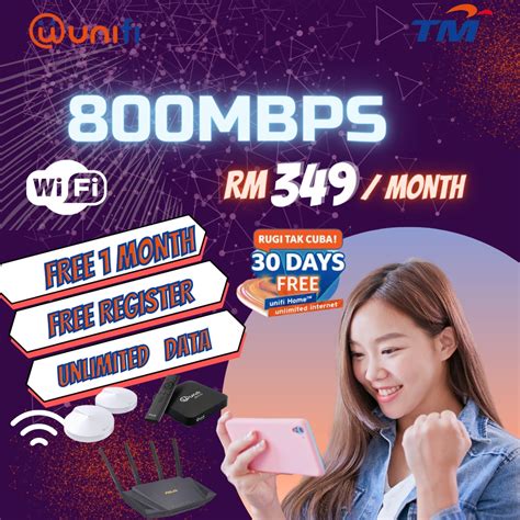 800mbps Unifi Home Fiber 800mpbs Unlimited Data 30 Hari Percuma Free