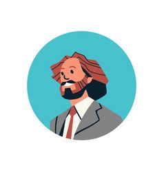 Brunette Businessman Avatar Man Face Profile Icon Vector Image
