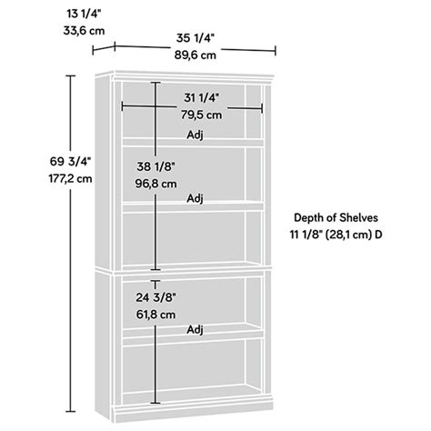 Sauder 5 Shelf Bookcase In Chalked Chestnut Nfm