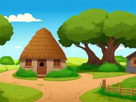 Premium Photo | 3D Animation Style Free vector village scene with ...