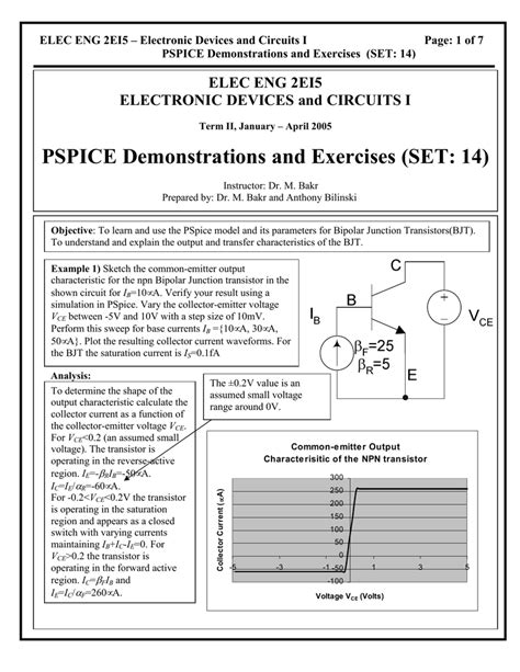 PSPICE Demonstrations And Exercises SET 14