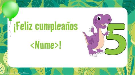 Feliz Cumpleaños 5 años con dinosaurio Crea felicitaciones