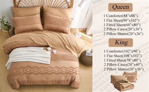 Amazon Kakijumn Khaki Tufted Comforter Set King Size Piece Bed