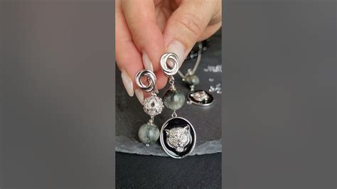 Комплект из подвески, колье-чокера и ассиметричных сережек. - YouTube