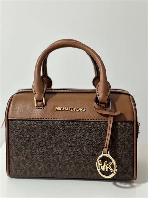 Bolsa Michael Kors Ba Mini Monograma Marrom Original Bolsa De Ombro