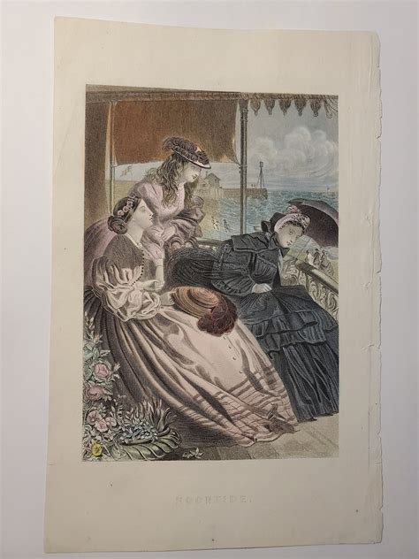 Victorian Ladies On Seaside Holiday Noontide Original Hand Colored