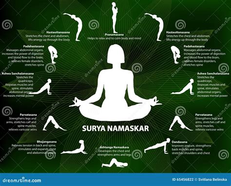 Yoga Infographics Surya Namaskar Sequence Stock Vector Illustration